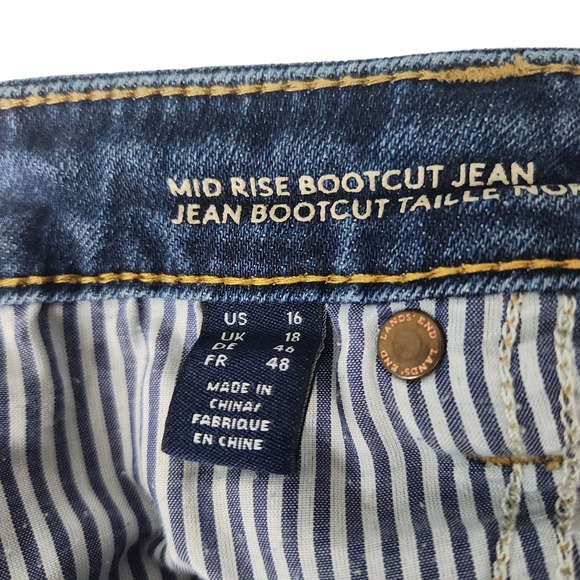 Lands End Jeans Womens Sz 16 Mid Rise Boot Cut Medium Wash - Picture 9 of 11